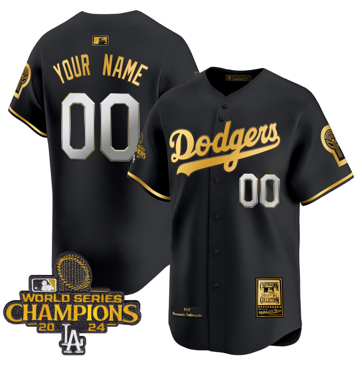Men MLB Los Angeles Dodgers Custom black 2024 World Series Champions Patch Cooperstown Jersey style3->los angeles dodgers->MLB Jersey